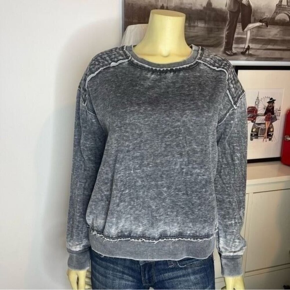 Mono B Gray Distressed Crewneck Sweatshirt Size M